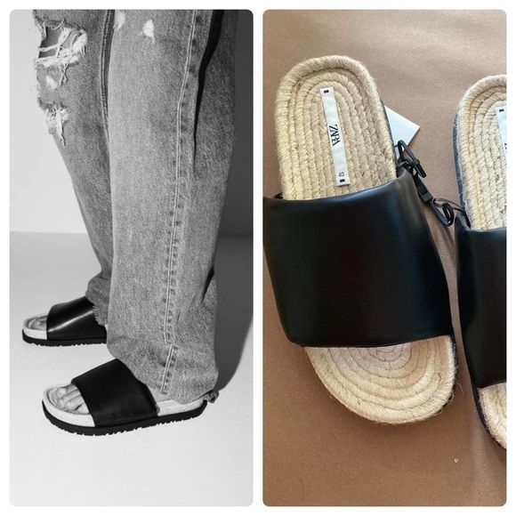 Zara Shoes - Zara Casual Jute Quilted Sandals Black